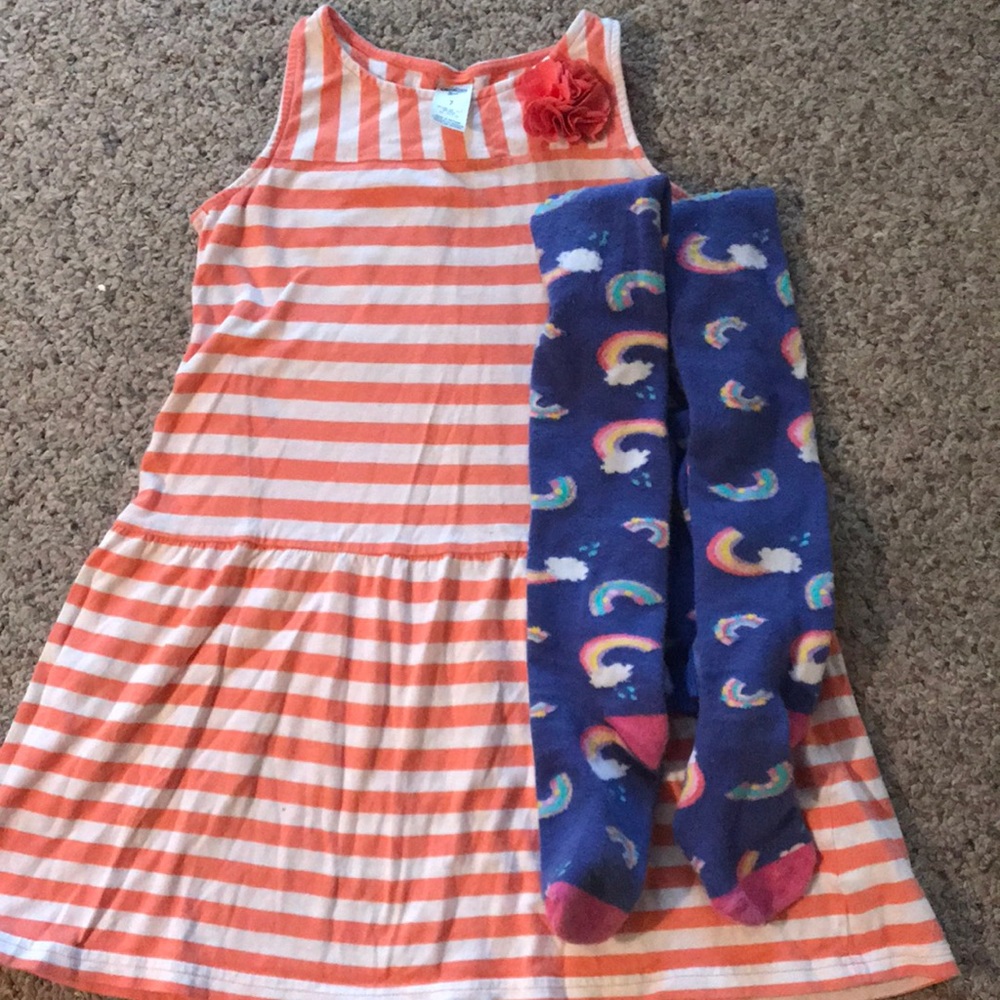 Oshkosh dress. Toes and bows tights
